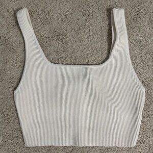 Babaton White Ribbed Tank Top